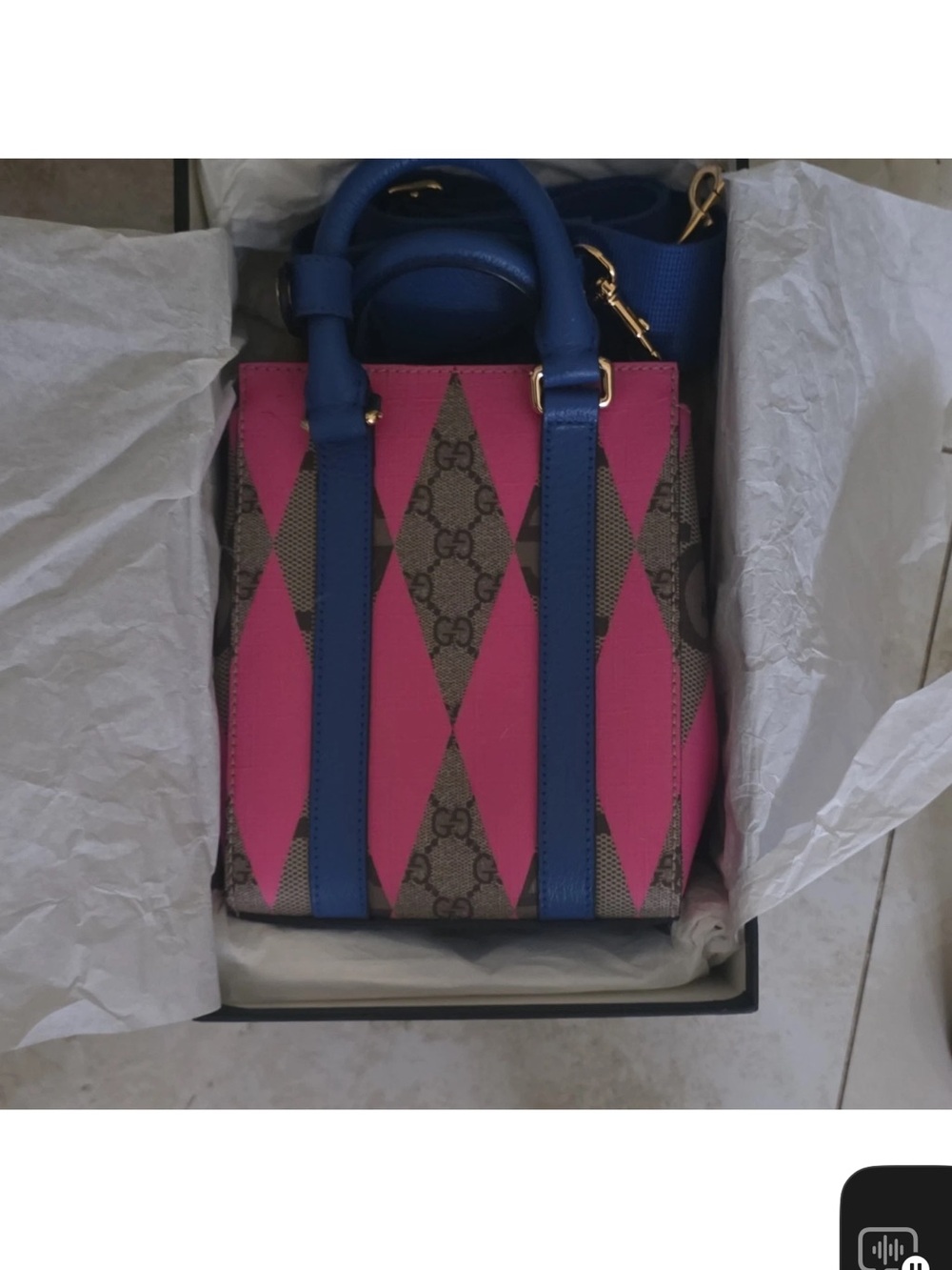 Gucci Pink & Blue GG Canvas Tote Bag
